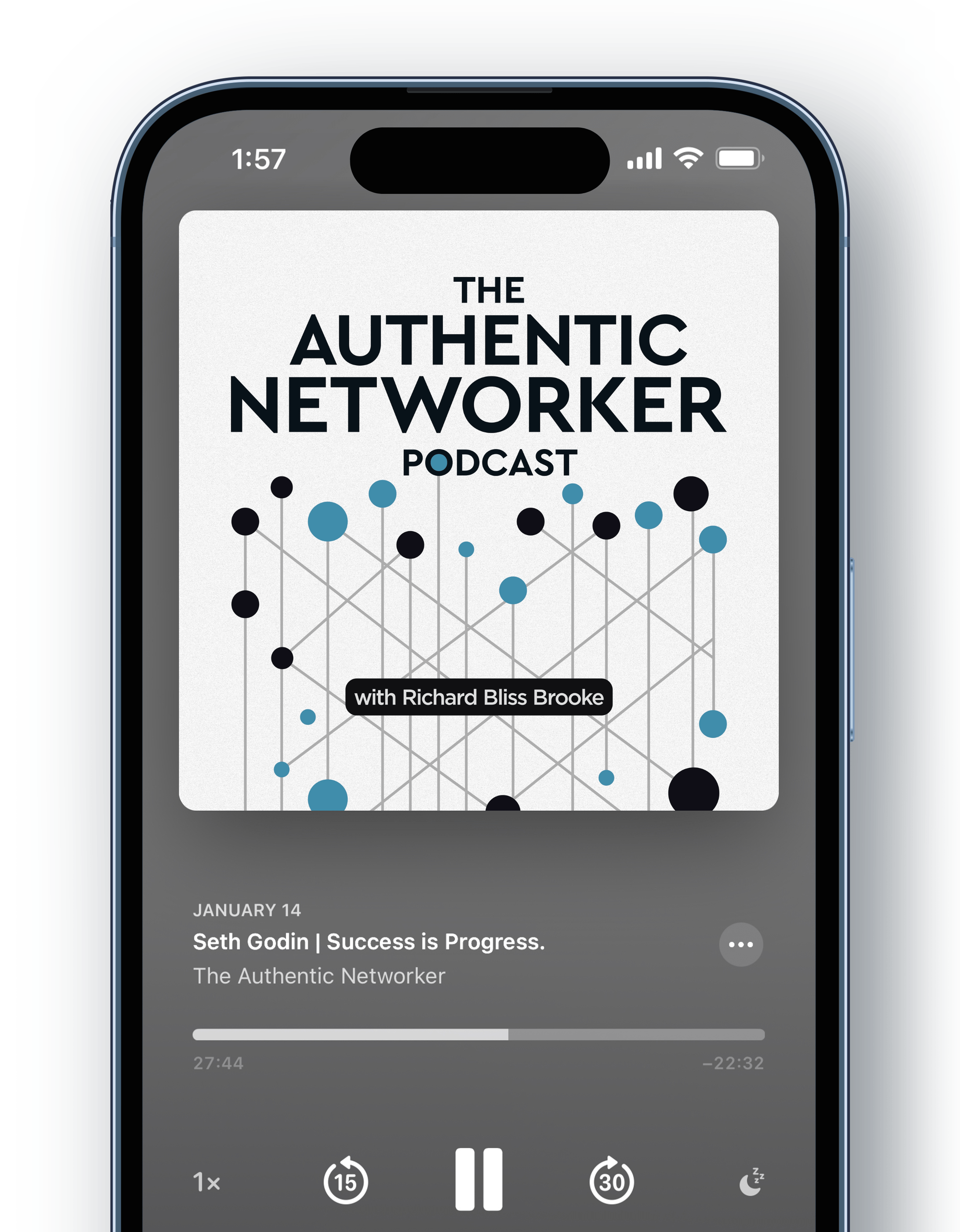 Phone Listening to The Authentic Networker Podcast